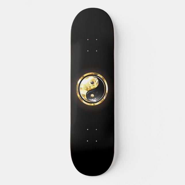 Skateboard Yin Yang or sur noir (Recto)