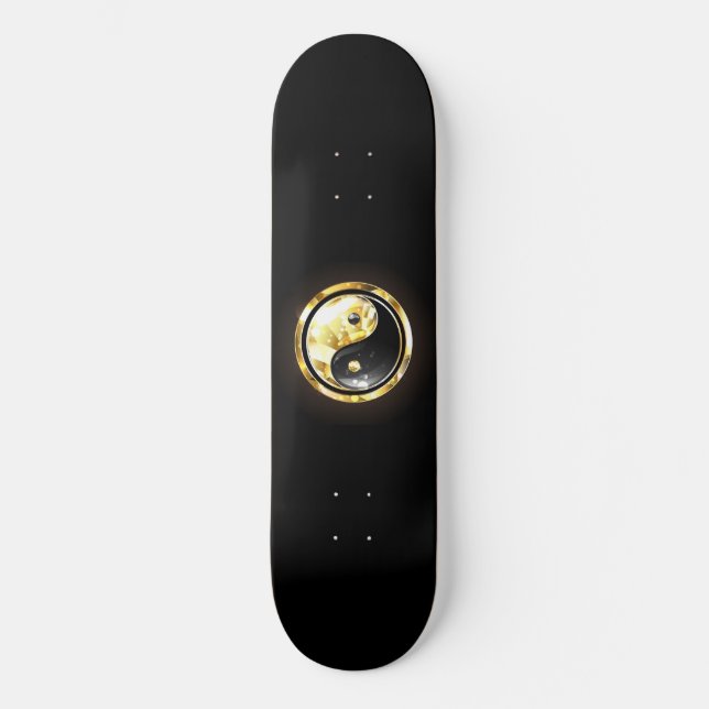 Skateboard Yin Yang or sur noir (Recto)