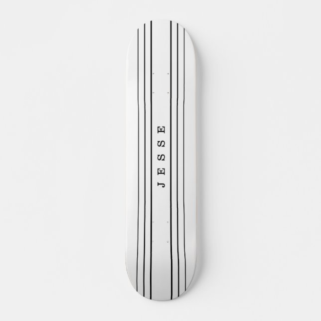 Skateboard Your Custom Text & Modern Stripes | Black & White (Devant)