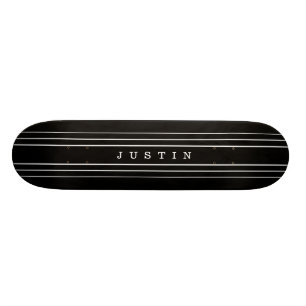 Skateboard Your Custom Text & Modern Stripes Black & White