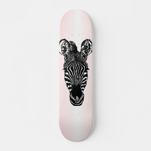 Skateboard Zebra Head on Pink (Devant)