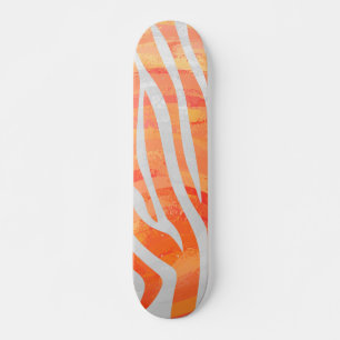 Skateboard Zebra Orange and White Print