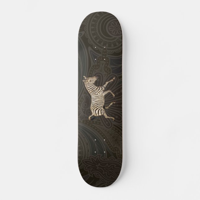 Skateboard zèbre vintage avec conception paisley (Recto)