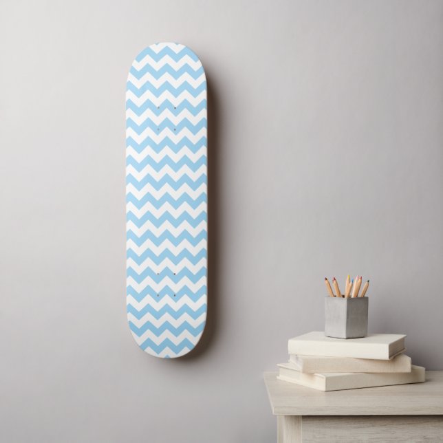 Skateboard Zigzag bleu, Chevron bleu, Motif géométrique (Art mural)