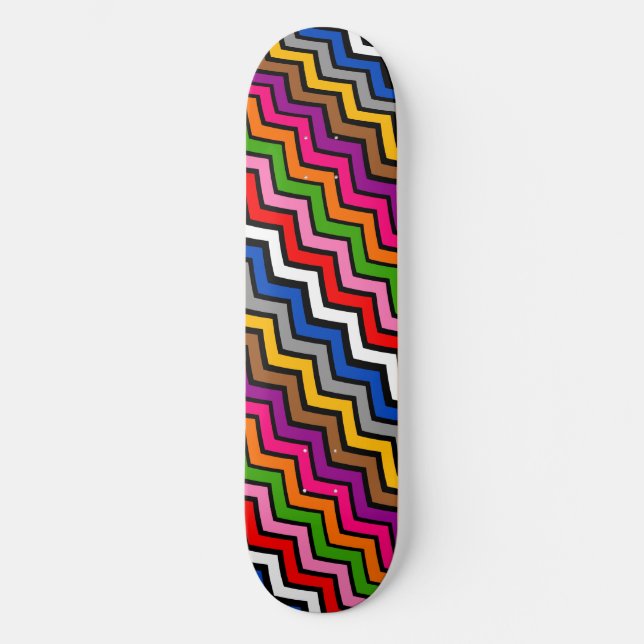 Skateboard Zigzag multicolore Chevron Design noir (Recto)