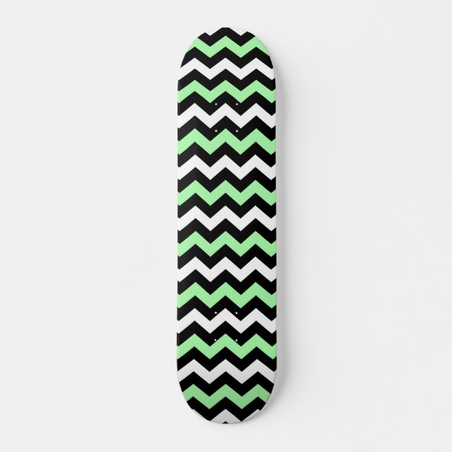 Skateboard Zigzag patroon (zwart, groen, wit) (Devant)