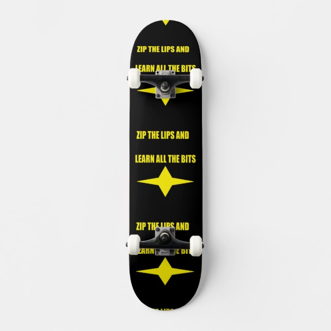 Skateboard Zip les lèvres noir jaune design (Recto)