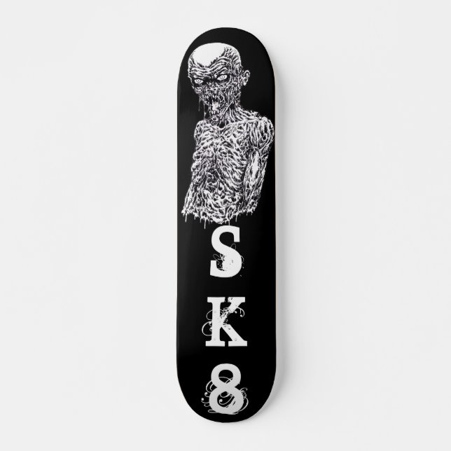 Skateboard Zombie SK8 Noir Et Blanc (Devant)
