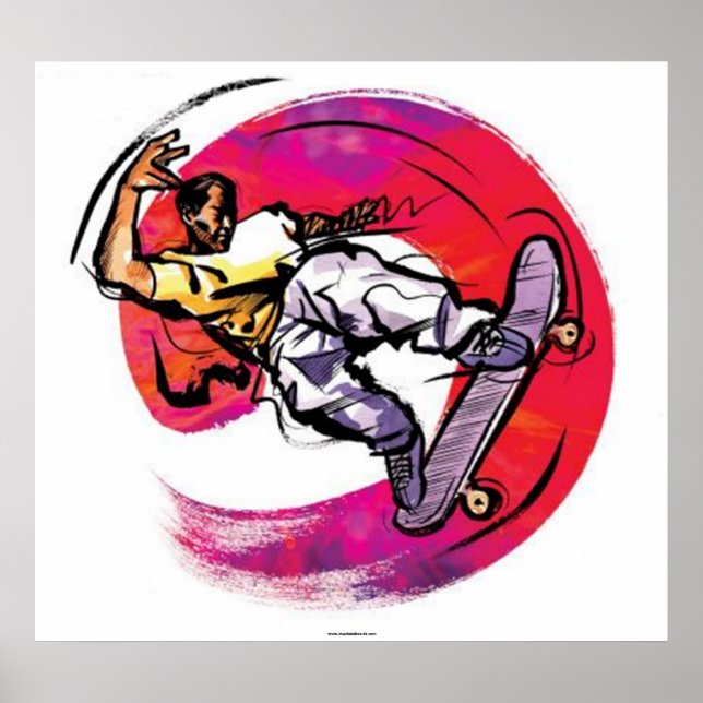 Skateboarder avec affiche Arrière - plan colorée (Devant)