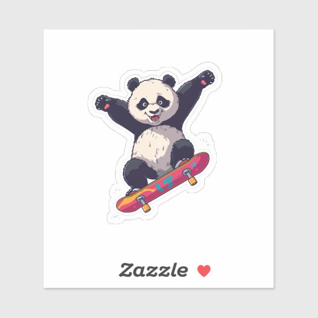 Skater Panda Sticker – Cartoon Decal (Feuille)