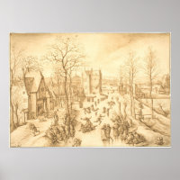 Skaters d'hiver - Hans Bol Fine Art Poster