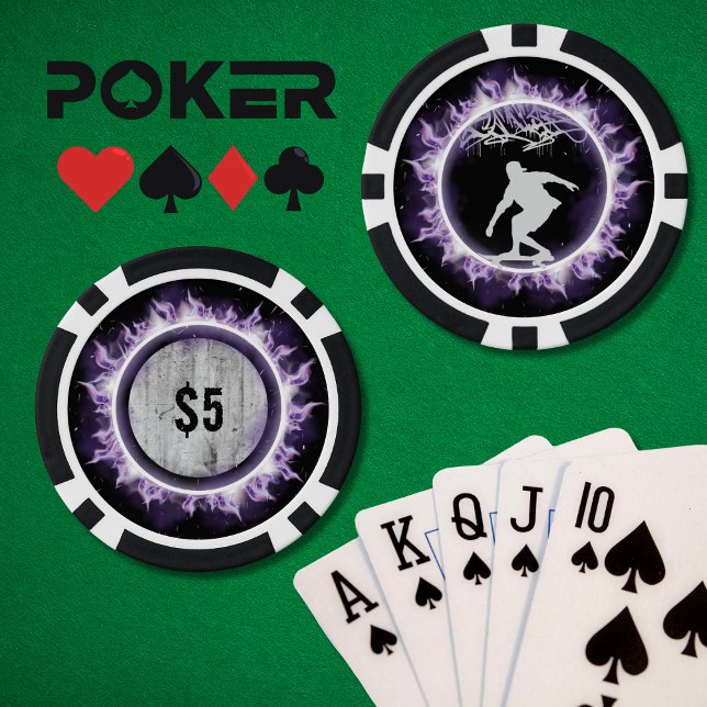 Skateur de Style de Rue Jeton de Jeu de Poker Viol (Street Style Skateboarder Poker Game Chip)