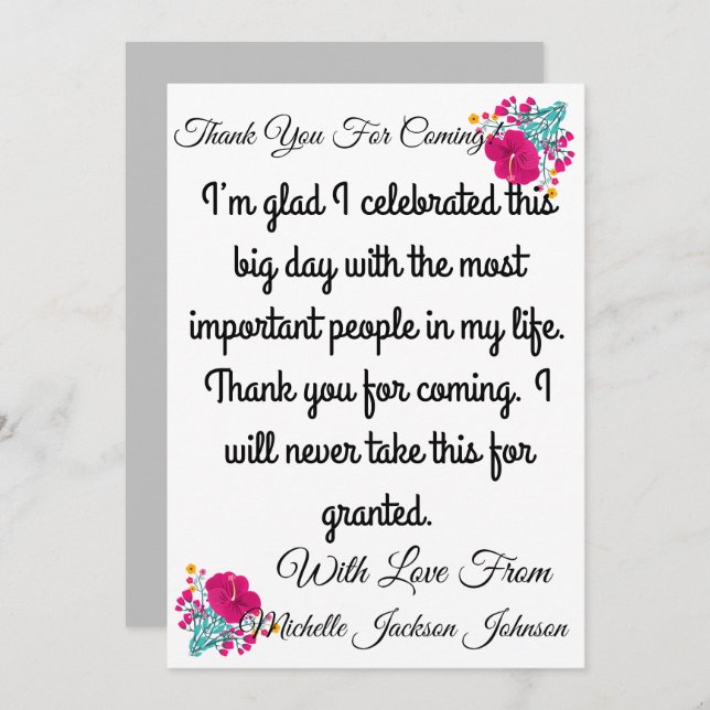 Skaymarts | Carte florale de remerciement pour vot (Devant / Derrière)