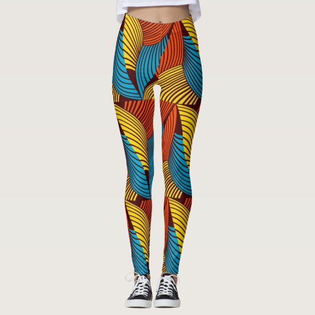 SKAYMARTS | Leggings Blue Yellow African Prints (Devant)