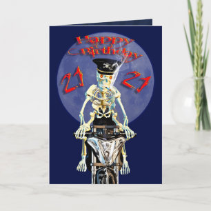 Skeleton biker 21e anniversaire carte