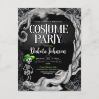 Skeleton Black Halloween Costume fête Invitation