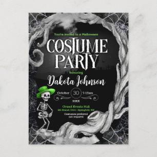 Skeleton Black Halloween Costume fête Invitation