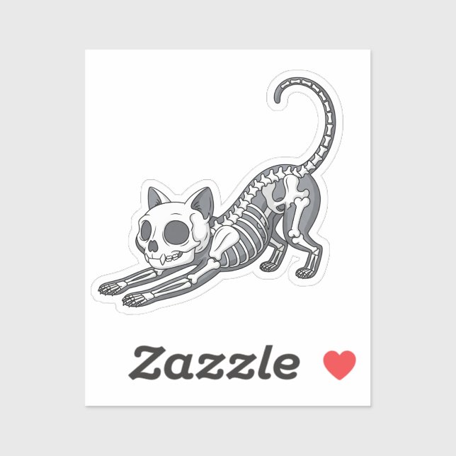 Skeleton Cat - Drôle X-ray Style Halloween Sticker (Feuille)