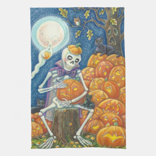 SKELETON, CHATS NOIRS PORTANT DES SERVIETTES DE CU (Vertical)