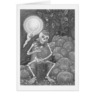 SKELETON, CHATS NOIRS TRANSPORTANT LA CARTE CITROU