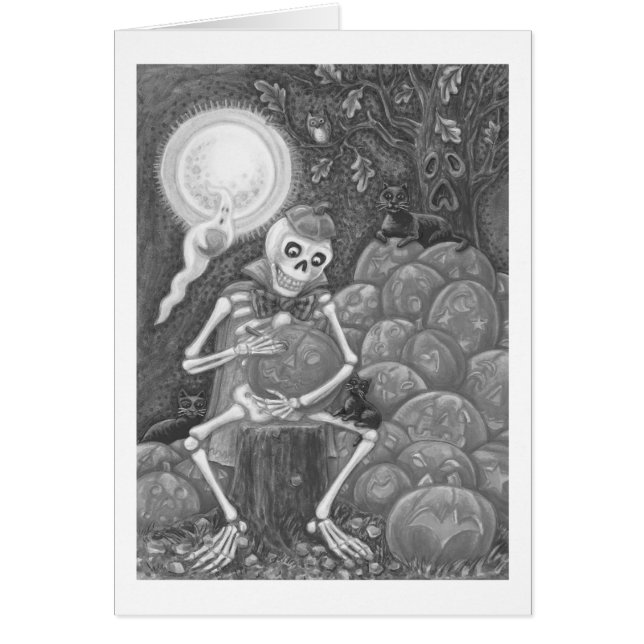 SKELETON, CHATS NOIRS TRANSPORTANT LA CARTE CITROU (Devant)