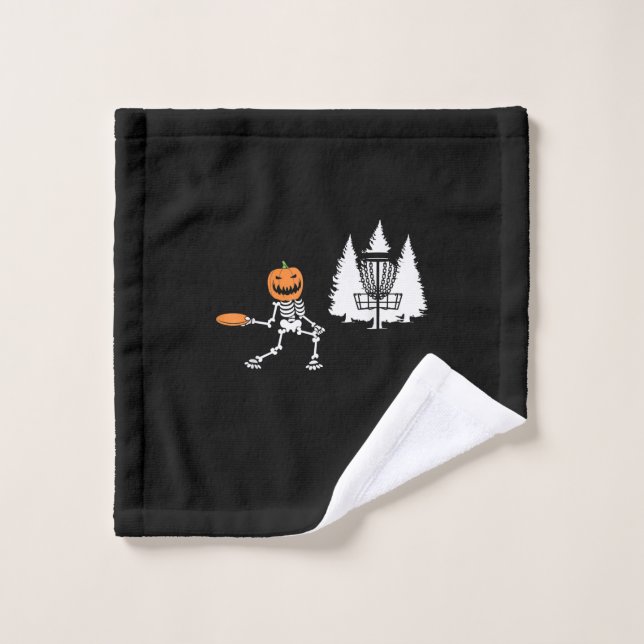 Skeleton Citrouille Head Disque Golf Lecteur Hallo (Gant de toilette)