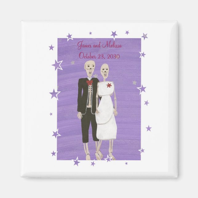 Skeleton Couple Enregistrer la date Mariage Magnet (Devant)