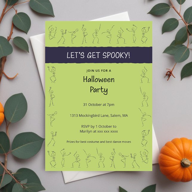 Skeleton Dance Halloween invitation à la fête - ve (Créateur téléchargé)