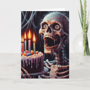 Skeleton effrayant Anniversaire Carte de voeux pli