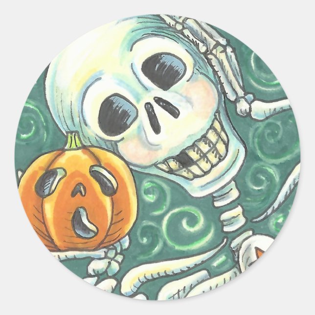 SKELETON ET STICKERS JACK-O'-LANTERN, FEUILLE rond (Devant)
