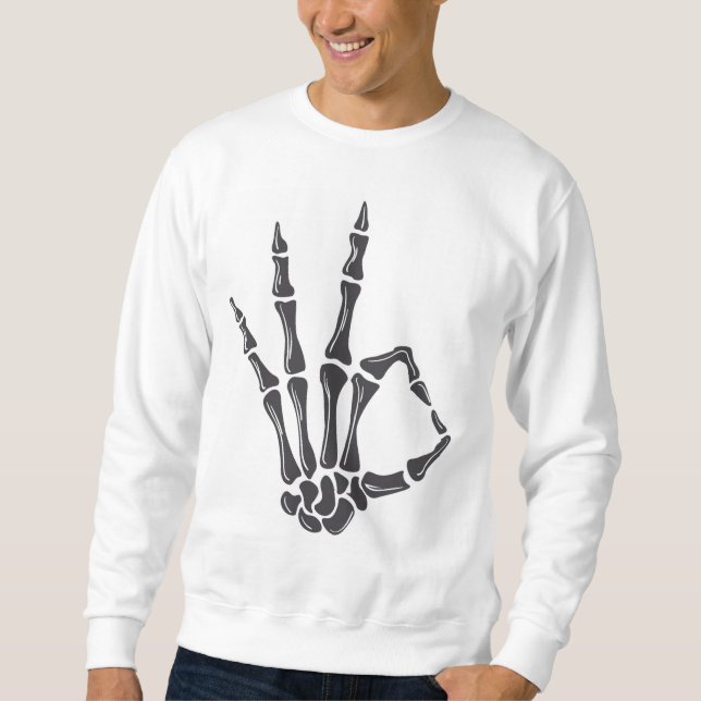 Skeleton Hand OK Sign Graphic Sweatshirt (Devant)