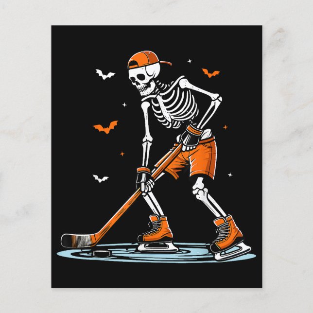 Skeleton Hockey sur glace Halloween garçons Drôle  (Devant)