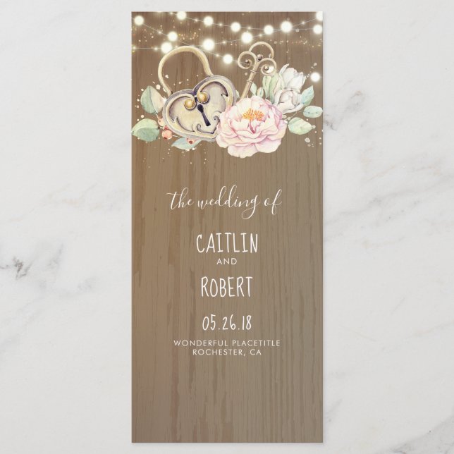 Skeleton Key et Lock Vintage Programmes de mariage (Devant)