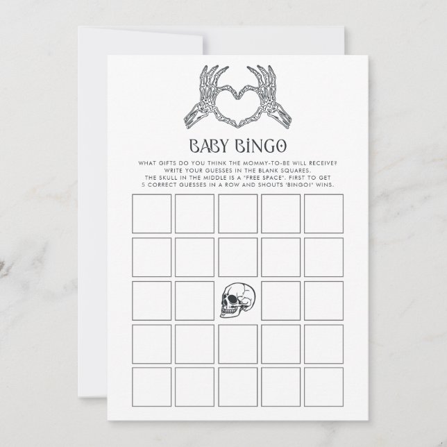 Skeleton Little Boo Bingo Baby shower Jeu (Devant)