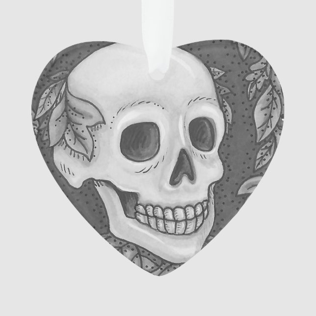 SKELETON PORTRAIT GOTHIQUE SKULL ORNAMENT Coeur (devant)
