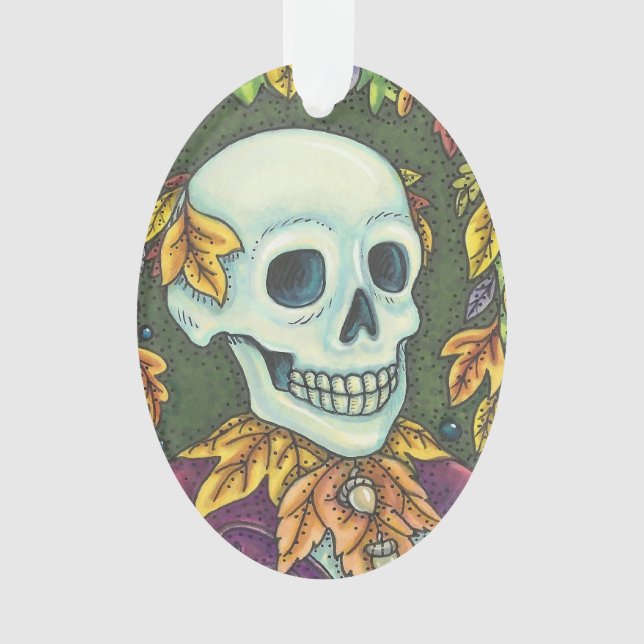 SKELETON PORTRAIT HALLOWEEN SKULL ORNAMENT Oval (devant)