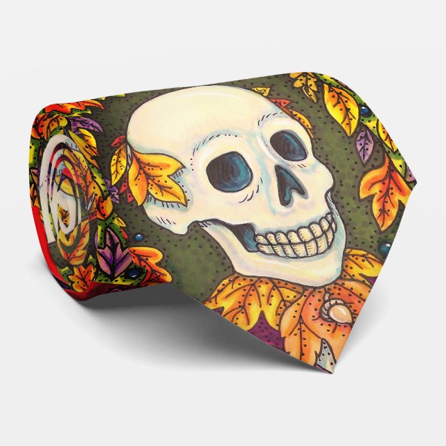 SKELETON PORTRAIT, SKULL, AUTOMNE LAISSE CRAVATE (Roulé)