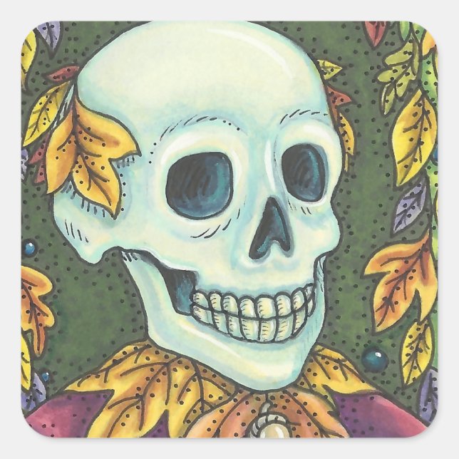 SKELETON PORTRAIT, SKULL HALLOWEEN STICKERS SHEET (Devant)