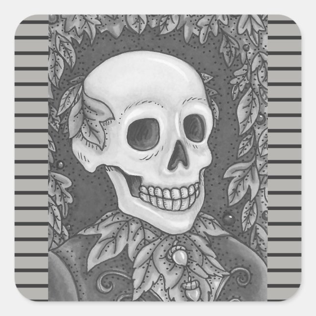 SKELETON PORTRAIT, SKULL HALLOWEEN STICKERS SHEET (Devant)