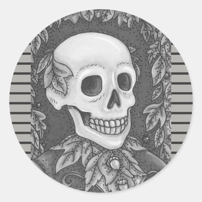 SKELETON PORTRAIT, SKULL HALLOWEEN STICKERS SHEET (Devant)