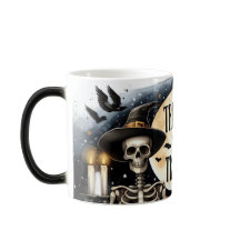 Skeleton Trou ou Treat Morph Mug