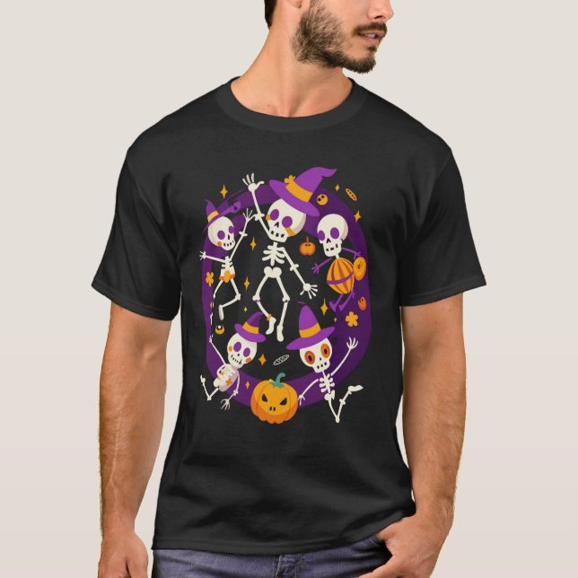 Skeletons de danse T-shirt d'Halloween - Vibe amus (Devant)