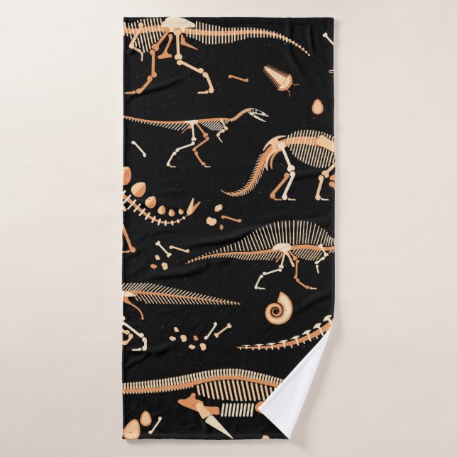 Skeletons de dinosaures et fossiles motif (Serviette de bain)