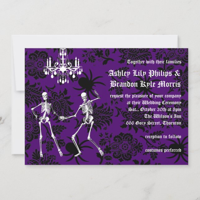Skeletons glamour Faire-part de mariage (violet) (Devant)