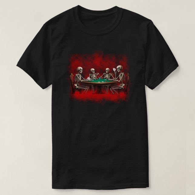 Skeletons Jouant T-Shirt Poker (Design devant)
