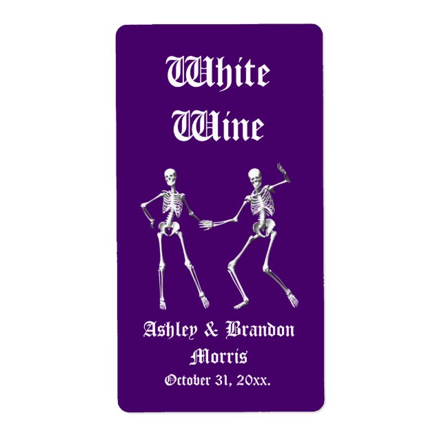 Skeletons Mariage Étiquette de vin (violet) (Devant)