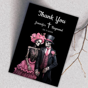 Skeletons Mariage gothique Merci Cartes
