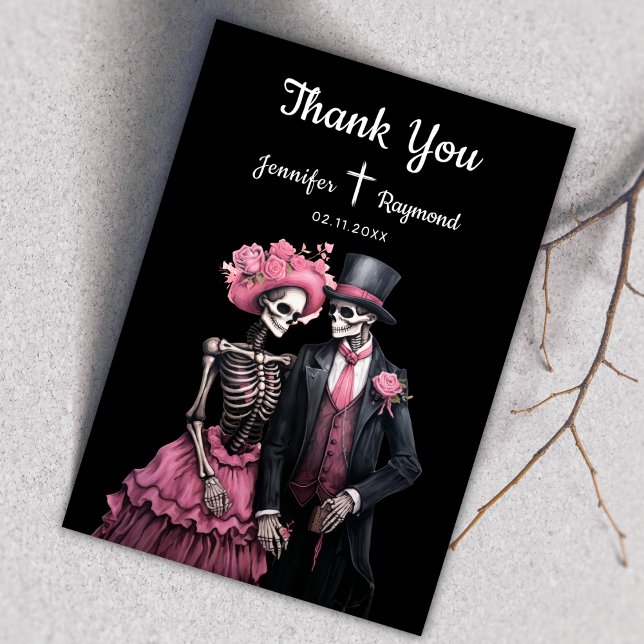 Skeletons Mariage gothique Merci Cartes (Créateur téléchargé)