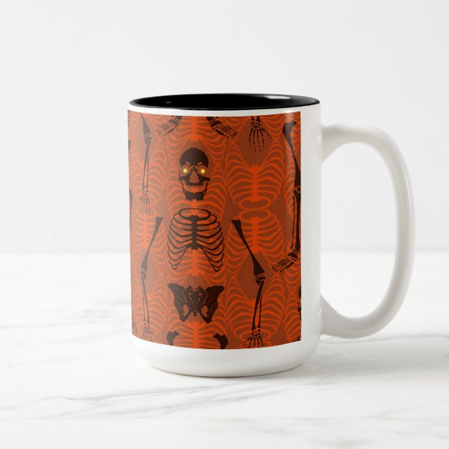 Skeletons noirs et orange Halloween Mug (Droit)