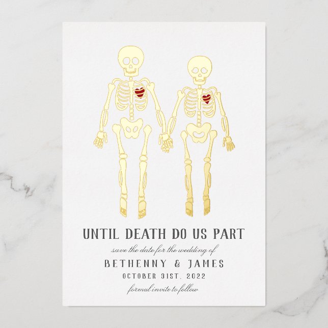Skeletons romantiques Foil Invitation (Recto)
